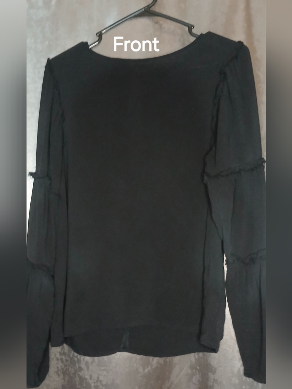 Love Riche Black Ruffle Tiered Long Sleeve Blouse Size Medium